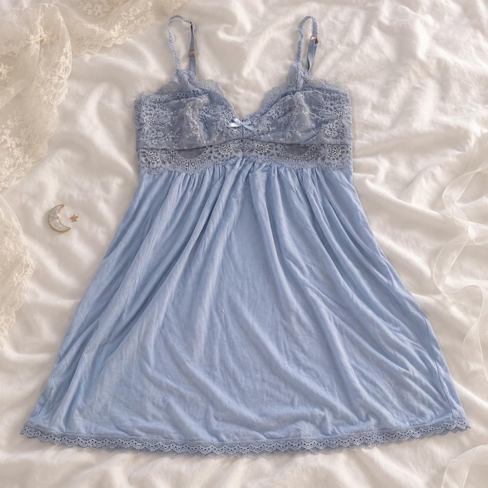 Blue Lace Slip Dress